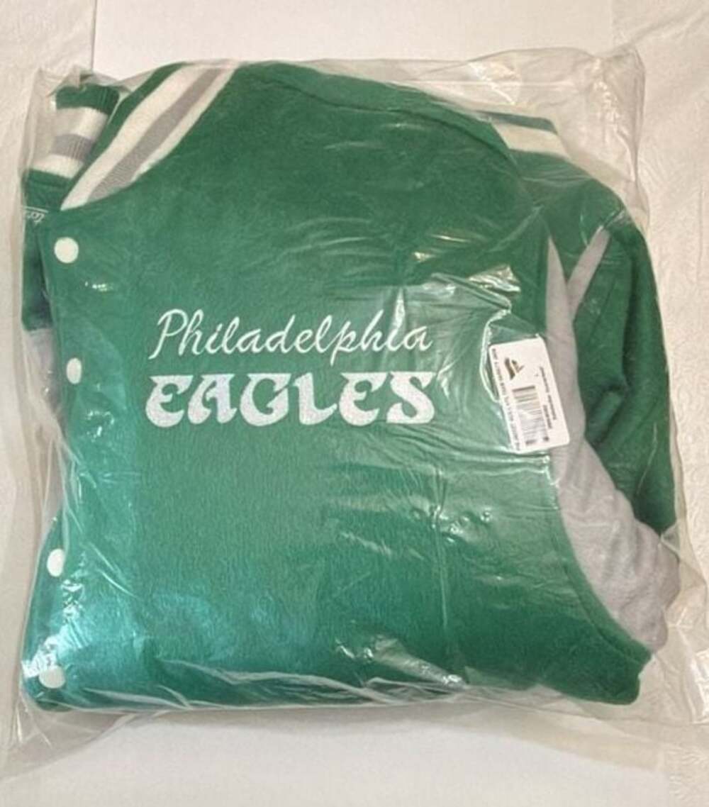 Mitchell & Ness Eagles Princess Diana Kelly Green Varsity Jacket Large NWT